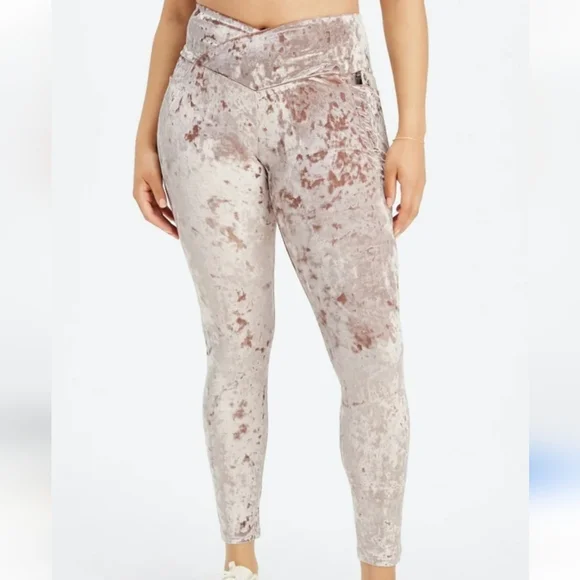 Fabletics Crushed Velour Crossover Leggings - Picture 1 of 9
